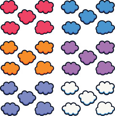 Cute clouds pop decoration material. Fluffy, soft, moist, Harajuku style. primary color. / かわいい雲のポップな装飾素材 ふわふわ やわらかい しっとり 原宿系 原色 ビビッド