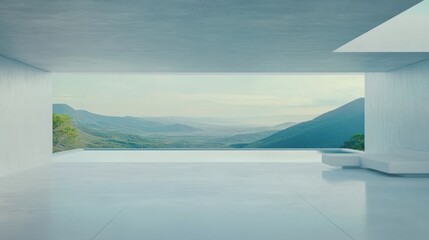 Fototapeta premium Modern Minimalist House with Panoramic Mountain View