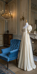 wedding dress on a mannequin in a shop