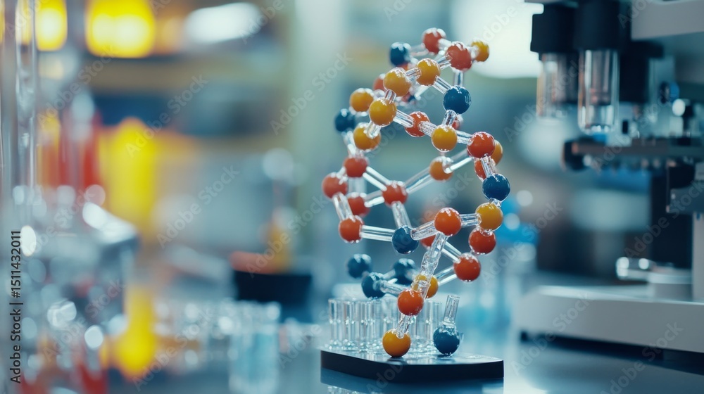Poster exploring the intricacies of dna structure model in a science lab closeup view of molecular details