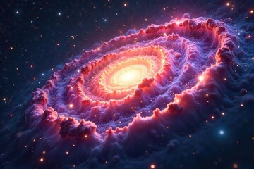 Close-up shot of a mesmerizing spiral galaxy, swirling nebulae creating a cosmic dance of light and color Perfect for science, astronomy, space, and design projects , imagination, awesome