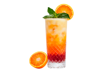 Refreshing orange and berry drink on transparent background, PNG