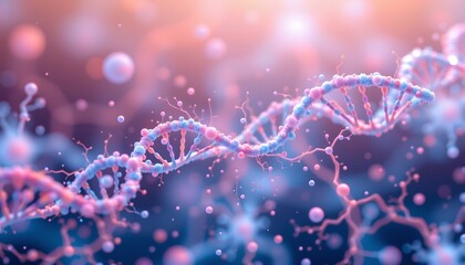 pastel digital art with soft, overlapping shapes of dna and neurons, creating a gentle, dreamy aura