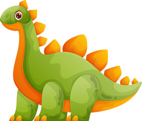 Fototapeta premium Cute Cartoon Stegosaurus, Friendly Dinosaur Illustration for Children and Design