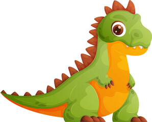 Cute Cartoon Dinosaur Vector Illustration, Isolated on White Background.