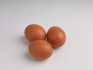 Chicken eggs on white background