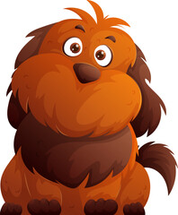 Cartoon Brown Dog Illustration with Big Eyes and Furry Appearance, Sitting Down