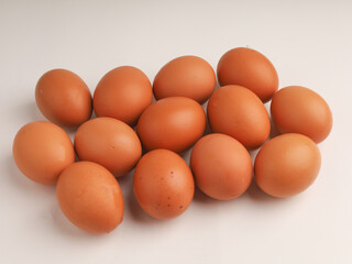 Chicken eggs on white background