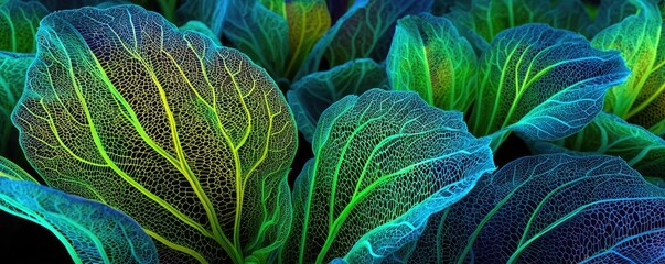 Obraz premium Green vegetables healthy control with celery and cleansing concept. Close-up of vibrant, textured leaves showcasing intricate patterns.
