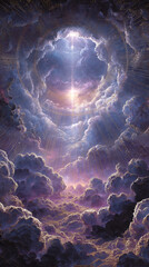 Abstract violet cosmic background, chakra concept. AI Generative