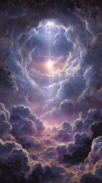 Abstract violet cosmic background, chakra concept. AI Generative