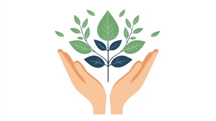 Protecting Nature: Hands Gently Holding a Growing Plant, Representing Environmental Conservation and Sustainability