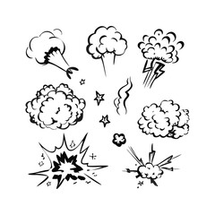 Hand Drawn Comic Style Explosions and Cloud Effects