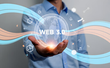 Floating WEB 3.0 in hand – next-gen internet and future tech  

