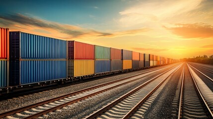Fototapeta premium Streamlining intermodal transportation logistics with containers a comprehensive guide for businesses in the global trade environment