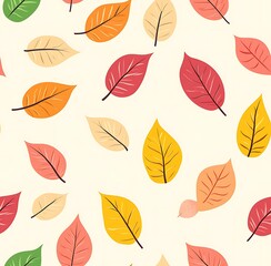 A seamless pattern of colorful autumn leaves