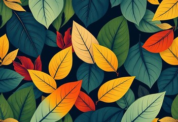 Abstract foliage seamless pattern  Modern art, minimalist leaves, botanical textile design, contemporary, repeat