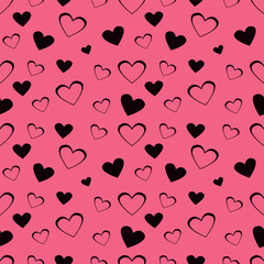 Seamless purple heart pattern background.Simple heart shape seamless pattern in diagonal arrangement. Love and romantic