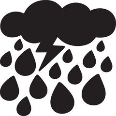 Fototapeta premium A silhouette image shows a cloud releasing rain into a puddle below, capturing a simple yet poetic weather-themed scene.