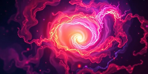Abstract swirling nebula with vibrant, glowing energy fields, background design, surreal