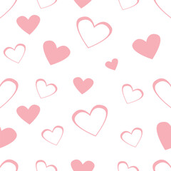 Seamless purple heart pattern background.Simple heart shape seamless pattern in diagonal arrangement. Love and romantic