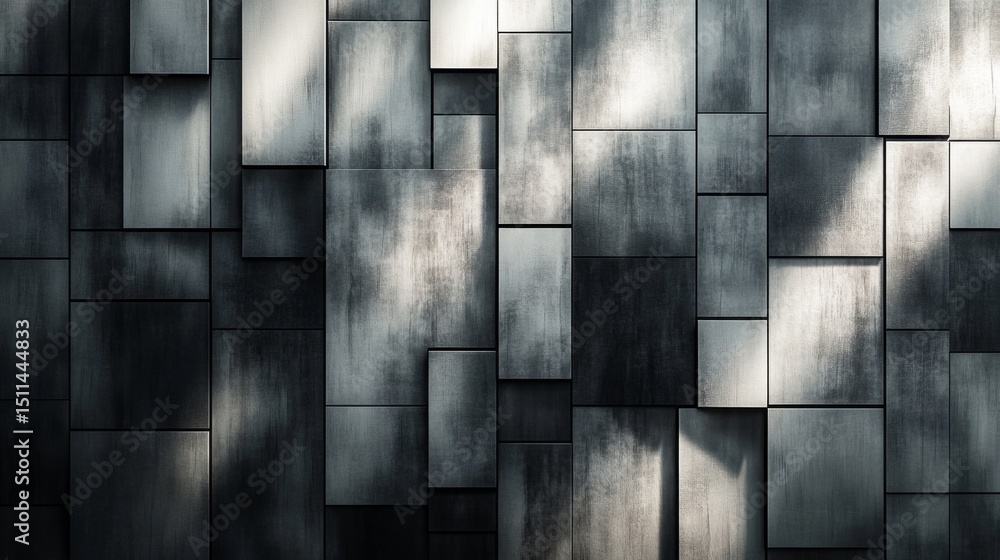 Poster pixelated patterns of light and shadow creating an intricate mosaic urban setting digital art modern