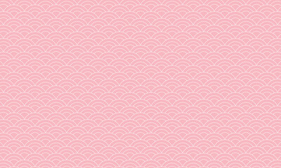 3本線の白い破線がカーブで交わるピンクの青海波の模様