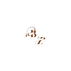 bold and hairline initial wedding logo concept BZ elegant curve monogram letter