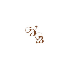 bold and hairline initial wedding logo concept DB elegant curve monogram letter