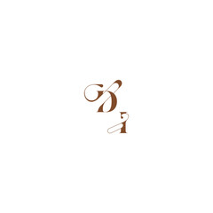 Obraz premium bold and hairline initial wedding logo concept DI elegant curve monogram letter