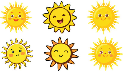 set of cartoon sun