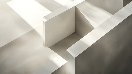 Abstract architectural maze of light and shadow