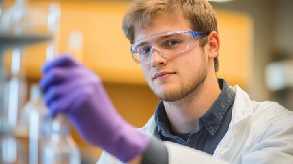 Young Scientist Conducting Experiment in Laboratory Setting