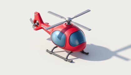 Flying red helicopter model studio environment digital render 3d animation playful concept