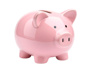 Saving Dreams: A charming pink piggy bank, a symbol of financial aspiration and prudent money management, stands ready to receive savings for a brighter future.