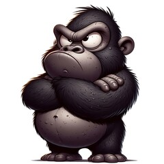 Whimsical cartoon gorillas. A quirky cartoon gorilla is sullen.