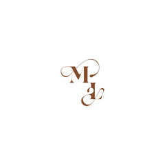 bold and hairline initial wedding logo concept ML elegant curve monogram letter