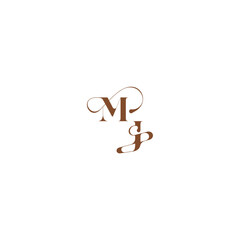bold and hairline initial wedding logo concept MJ elegant curve monogram letter