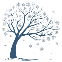 winter tree vector and white backround