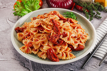 Italian pasta with dry tomato