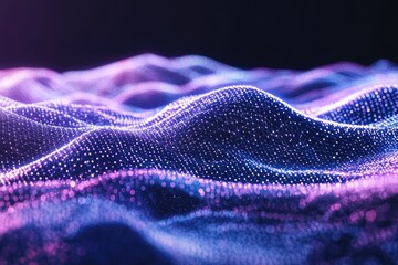 Abstract digital landscape of glowing, undulating points