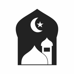 Islamic mosque ornament, vector black praying hands