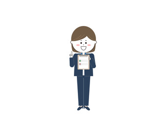 資料を見せる女性社員