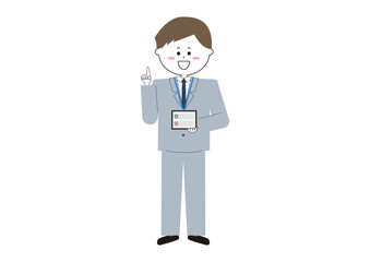 タブレットを見せる男性社員