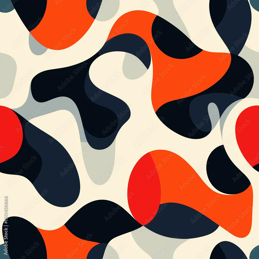 Poster modern abstract seamless pattern with fluid shapes in vibrant colors for a trendy and artistic desig