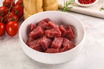 Raw beef cubes for cooking