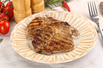 Grilled pork neck sirloin steak