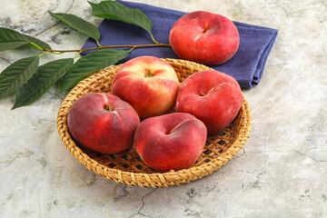 Ripe sweet and juicy Flat peach