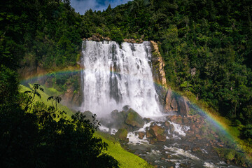Fototapeta premium Rainbow waterfall in New Zealand