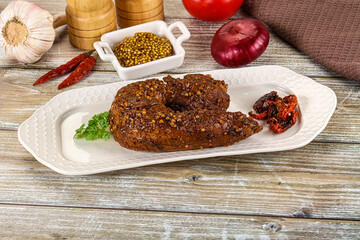 Baked pork tenderloin with mustard